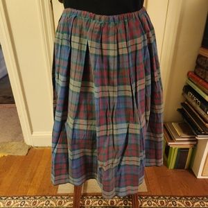 Vintage Plaid Skirt Lightweight Homemade Blue Grey Purple